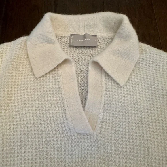 New Everlane The Alpaca Waffle-Stitch Polo | Snow (Ivory) | Size M - Picture 5 of 8
